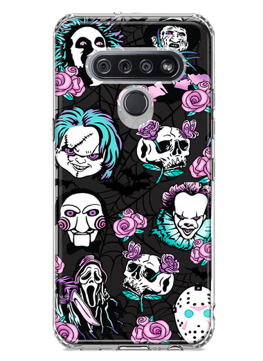 LG K51 Halloween Skeleton Heart Hands Spooky Spider Web Hybrid Protective Phone Case Cover