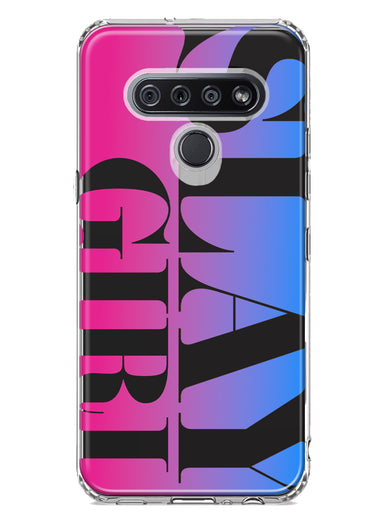 LG Stylo 6 Pink Blue Clear Funny Text Quote Slay Girl Hybrid Protective Phone Case Cover