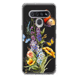 LG K51 Yellow Purple Spring Flowers Butterflies Floral Hybrid Protective Phone Case Cover