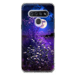 LG K51 Spring Moon Night Lavender Flowers Floral Hybrid Protective Phone Case Cover