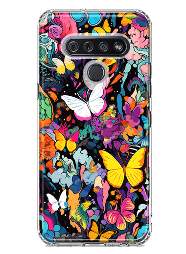 LG K51 Psychedelic Trippy Butterflies Pop Art Hybrid Protective Phone Case Cover