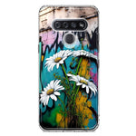 LG K51 White Daisies Graffiti Wall Art Painting Hybrid Protective Phone Case Cover