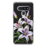 LG K51 White Lavender Lily Purple Flowers Floral Hybrid Protective Phone Case Cover