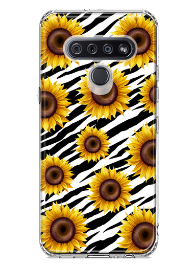 LG K51 White Zebra Sunflowers Polkadots Double Layer Phone Case Cover