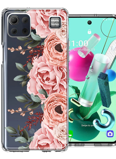 For LG K92 Blush Pink Peach Spring Flowers Peony Rose Phone Case Cover