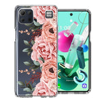For LG K92 Blush Pink Peach Spring Flowers Peony Rose Phone Case Cover