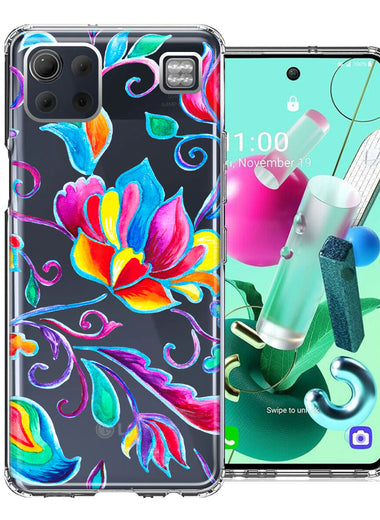 For LG K92 Bright Colors Rainbow Water Lilly Floral Phone Case Cover