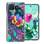 For LG K92 Bright Colors Rainbow Water Lilly Floral Phone Case Cover