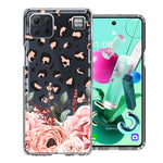 For LG K92 Classy Blush Peach Peony Rose Flowers Leopard Phone Case Cover