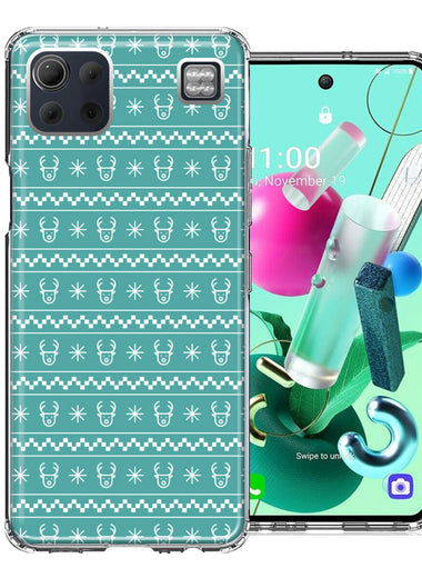 LG K92 Teal Christmas Reindeer Pattern Design Double Layer Phone Case Cover