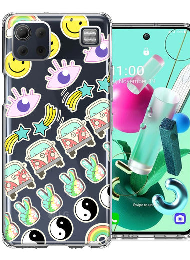 LG K92 70's Yin Yang Hippie Happy Peace Stars Design Double Layer Phone Case Cover
