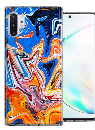 Samsung Galaxy Note 10 Plus Blue Orange Abstract Design Double Layer Phone Case Cover