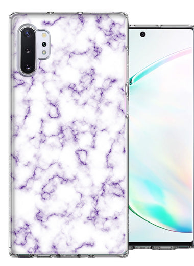 Samsung Galaxy Note 10 Plus Purple Marble Design Double Layer Phone Case Cover