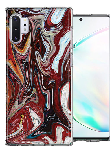 Samsung Galaxy Note 10 Plus Red White Abstract Design Double Layer Phone Case Cover