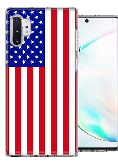 Samsung Galaxy Note 10 Plus USA American Flag Design Double Layer Phone Case Cover