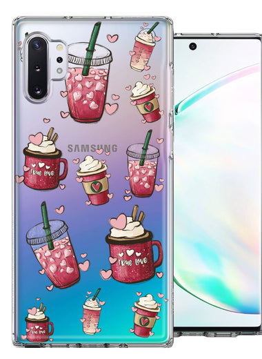 Samsung Galaxy Note 10 Plus Coffee Lover Valentine's Hearts Pink Drink Latte Double Layer Phone Case Cover