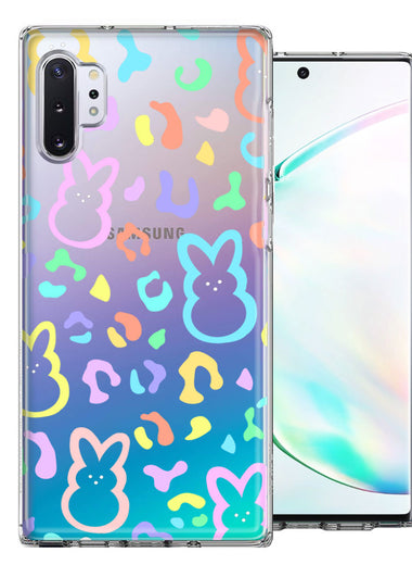 Samsung Galaxy Note 10 Plus Leopard Easter Bunny Candy Colorful Rainbow Double Layer Phone Case Cover
