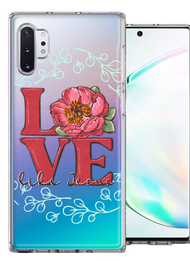 Samsung Galaxy Note 10 Plus Love Like Jesus Flower Text Christian Double Layer Phone Case Cover
