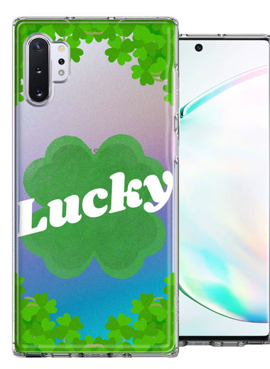 Samsung Galaxy Note 10 Plus Lucky St Patrick's Day Shamrock Green Clovers Double Layer Phone Case Cover