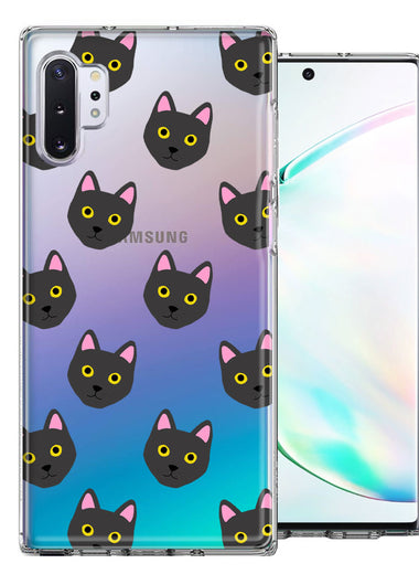 Samsung Galaxy Note 10 Black Cat Polkadots Design Double Layer Phone Case Cover