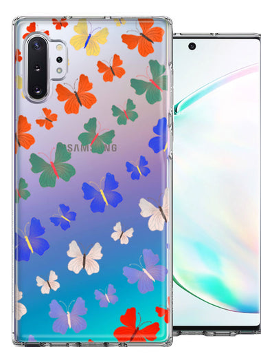 Samsung Galaxy Note 10 Plus Colorful Butterflies Design Double Layer Phone Case Cover