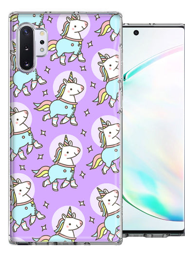 Samsung Galaxy Note 10 Plus Cute Unicorns Purple Design Double Layer Phone Case Cover