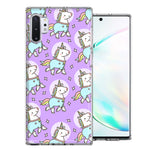 Samsung Galaxy Note 10 Plus Cute Unicorns Purple Design Double Layer Phone Case Cover