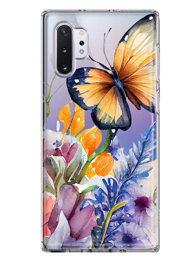 Samsung Galaxy Note 10 Plus Spring Summer Flowers Butterfly Purple Blue Lilac Floral Hybrid Protective Phone Case Cover