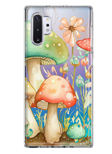 Samsung Galaxy Note 10 Plus Fairytale Watercolor Mushrooms Pastel Spring Flowers Floral Hybrid Protective Phone Case Cover