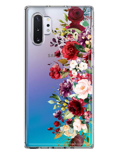 Samsung Galaxy Note 10 Plus Red Summer Watercolor Floral Bouquets Ruby Flowers Hybrid Protective Phone Case Cover