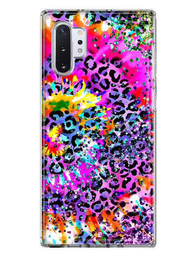 Samsung Galaxy Note 10 Plus Vibrant Pink Purple Tie Dye Summer Leopard Swirl Rainbow Hybrid Protective Phone Case Cover