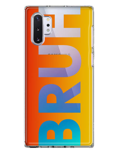 Samsung Galaxy Note 10 Orange Red Clear Funny Text Quote Bruh Hybrid Protective Phone Case Cover