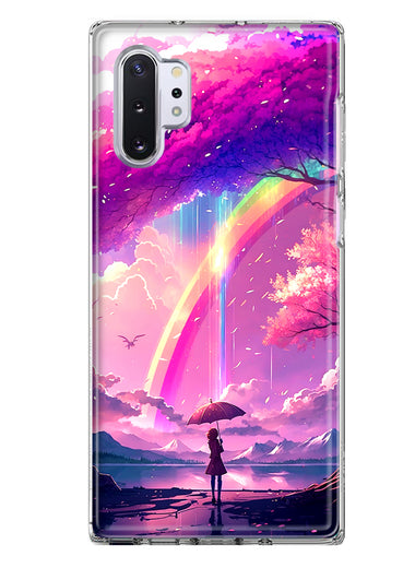 Samsung Galaxy Note 10 Kawaii Manga Pink Cherry Blossom Japanese Rainbow Girl Hybrid Protective Phone Case Cover