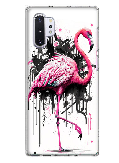 Samsung Galaxy Note 10 Pink Flamingo Painting Graffiti Hybrid Protective Phone Case Cover