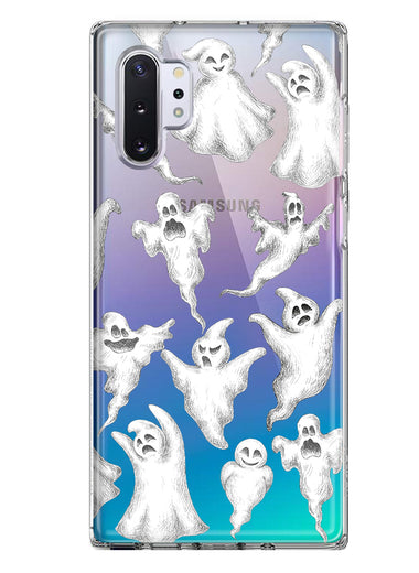 Samsung Galaxy Note 10 Plus Cute Halloween Spooky Floating Ghosts Horror Scary Hybrid Protective Phone Case Cover