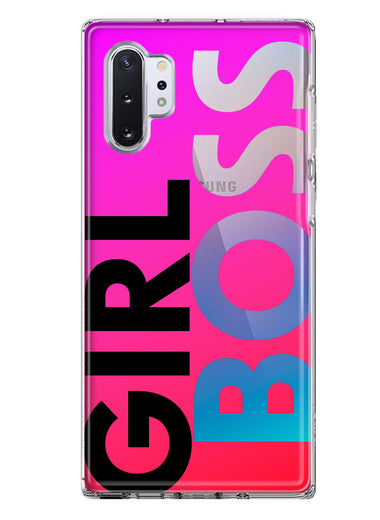 Samsung Galaxy Note 10 Pink Clear Funny Text Quote Girl Boss Hybrid Protective Phone Case Cover