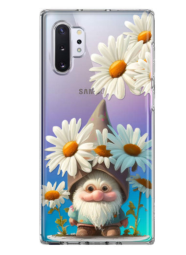 Samsung Galaxy Note 10 Cute Gnome White Daisy Flowers Floral Hybrid Protective Phone Case Cover