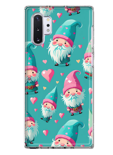 Samsung Galaxy Note 10 Turquoise Pink Hearts Gnomes Hybrid Protective Phone Case Cover