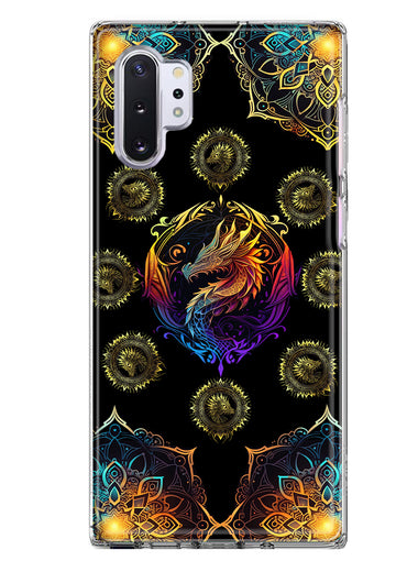 Samsung Galaxy Note 10 Mandala Geometry Abstract Dragon Pattern Hybrid Protective Phone Case Cover