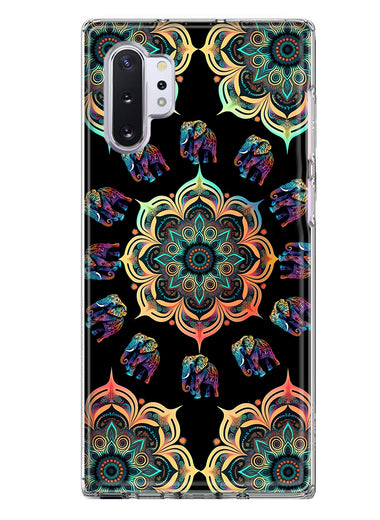 Samsung Galaxy Note 10 Plus Mandala Geometry Abstract Elephant Pattern Hybrid Protective Phone Case Cover