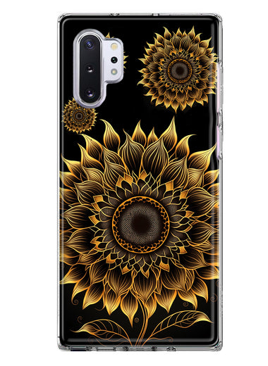 Samsung Galaxy Note 10 Plus Mandala Geometry Abstract Sunflowers Pattern Hybrid Protective Phone Case Cover