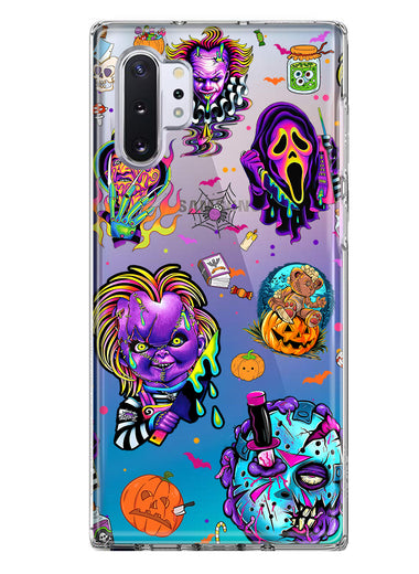 Samsung Galaxy Note 10 Cute Halloween Spooky Horror Scary Neon Characters Hybrid Protective Phone Case Cover