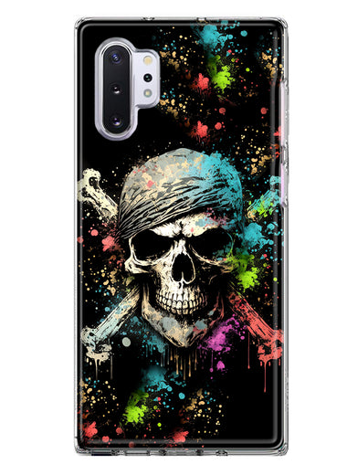 Samsung Galaxy Note 10 Fantasy Paint Splash Pirate Skull Hybrid Protective Phone Case Cover