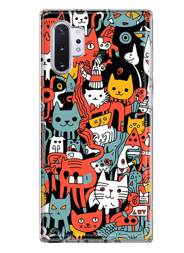 Samsung Galaxy Note 10 Psychedelic Cute Cats Friends Pop Art Hybrid Protective Phone Case Cover