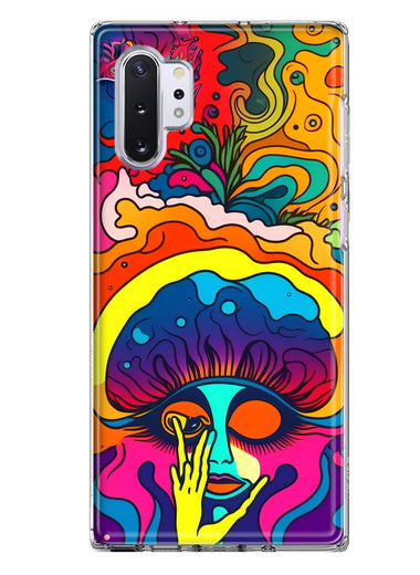 Samsung Galaxy Note 10 Neon Rainbow Psychedelic Trippy Hippie Big Brain Hybrid Protective Phone Case Cover