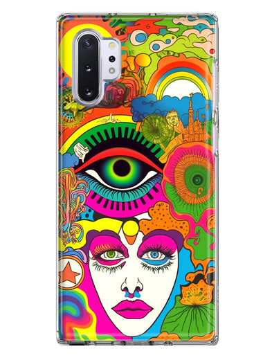 Samsung Galaxy Note 10 Plus Neon Rainbow Psychedelic Trippy Hippie DaydreamHybrid Protective Phone Case Cover