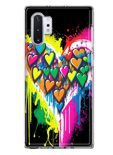 Samsung Galaxy Note 10 Plus Colorful Rainbow Hearts Love Graffiti Painting Hybrid Protective Phone Case Cover