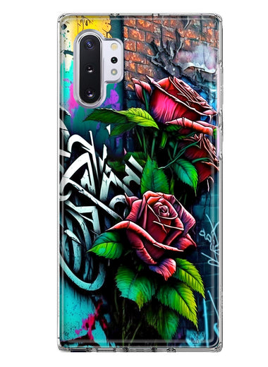 Samsung Galaxy Note 10 Red Roses Graffiti Painting Art Hybrid Protective Phone Case Cover