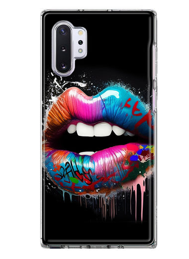 Samsung Galaxy Note 10 Colorful Lip Graffiti Painting Art Hybrid Protective Phone Case Cover