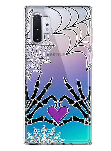 Samsung Galaxy Note 10 Plus Halloween Skeleton Heart Hands Spooky Spider Web Hybrid Protective Phone Case Cover